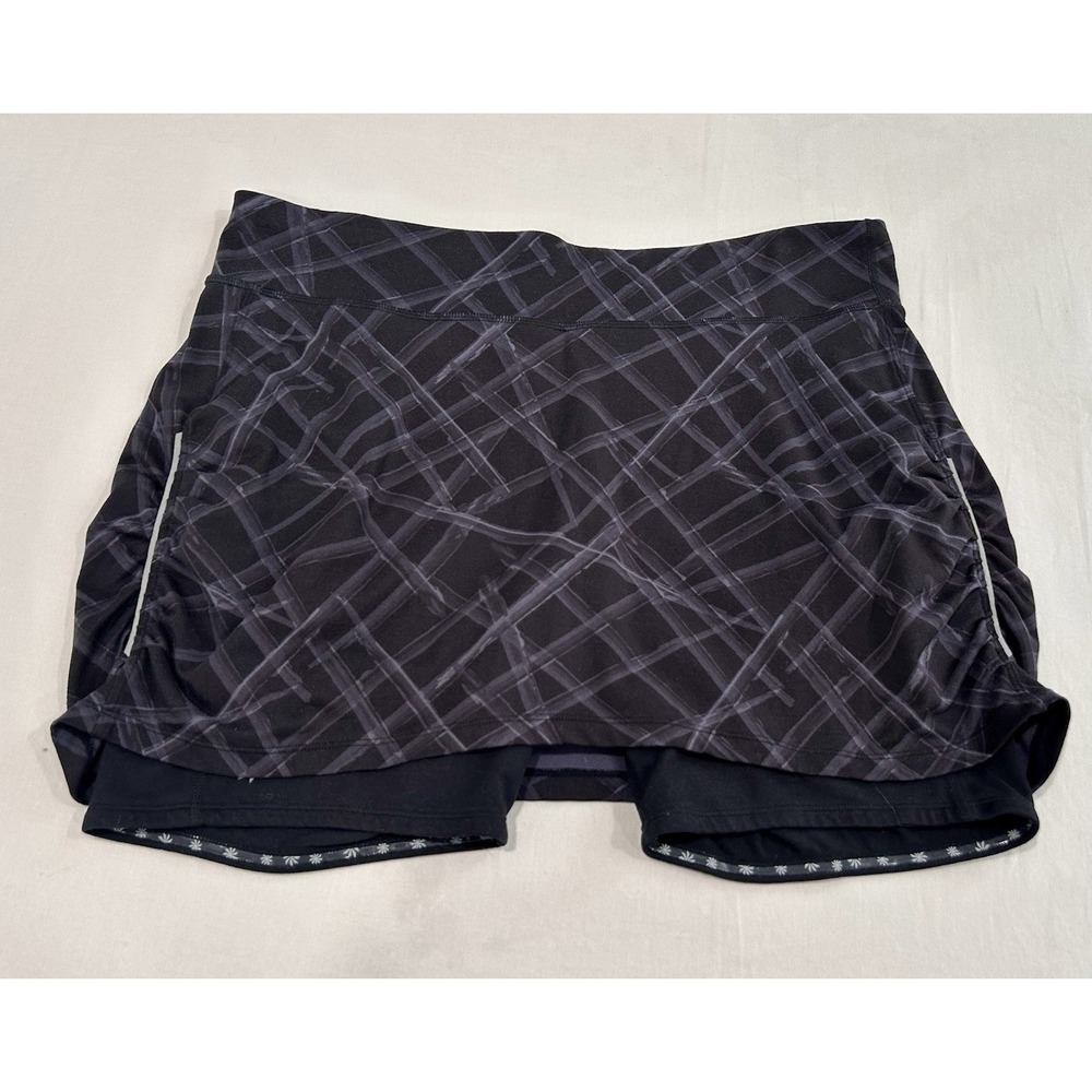 Athleta Women's Athletic Skort Size XL Space Dye Ruched Zippered Pocket Logo